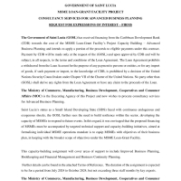 Government of Saint Lucia: MSME Loan-grant Facility project - Consultancy Services for Advance Business Planning 